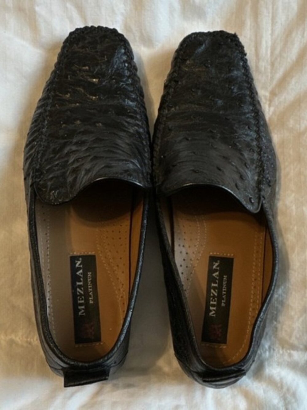 Mezlan Platinum Black Leather Loafer Dress Shoes Square Toe Men’s Size 9M